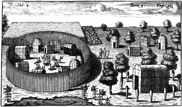 Powhatan village, from Robert Beverley’s The History and Present State of Virginia, 1705